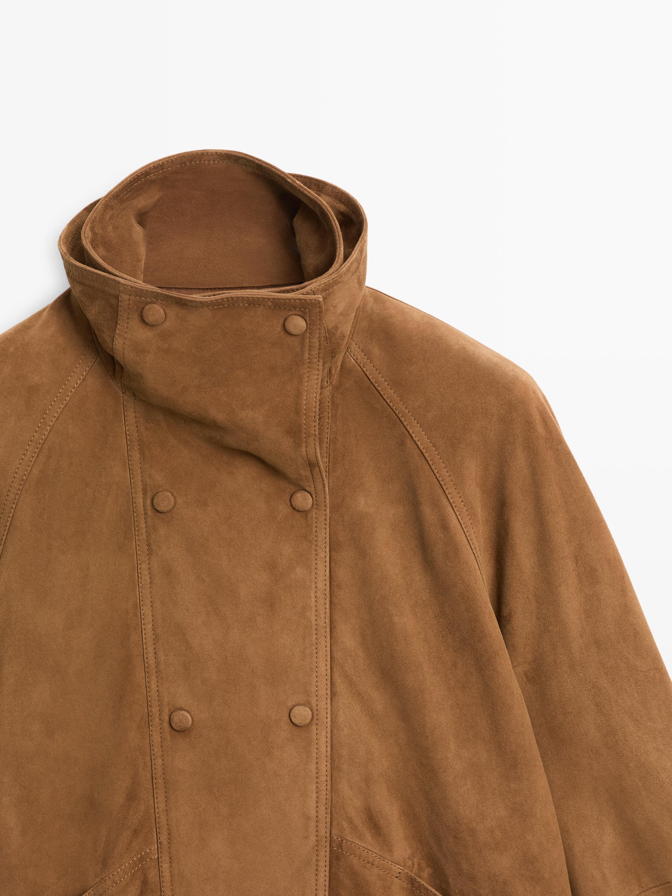 Suede leather jacket with buttons